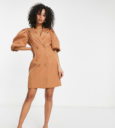Бежевое платье-блейзер с объемными рукавами Missguided Tall-Светло-коричневый