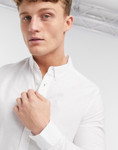 Белая зауженная оксфордская рубашка с длинным рукавом из органического хлопка Burton Menswear-Белый