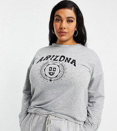 Серый меланжевый свитшот с надписью "Arizona" Yours