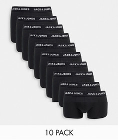 10 боксеров-брифов с логотипом на поясе Jack & Jones​​​​​​​-Черный
