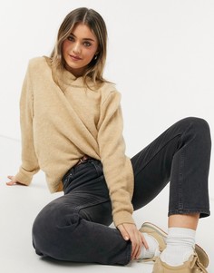 Бежевый джемпер в стиле oversized с круглым вырезом ASOS DESIGN-Светло-бежевый
