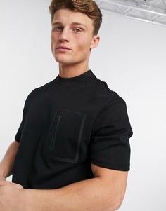Черная фактурная футболка River Island-Черный