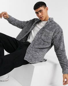 Плюшевая оversize-рубашка из серого меланжевого материала в стиле 90-х ASOS DESIGN-Серый