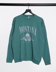 Зеленый свитшот с винтажным принтом "montana" ASOS DESIGN