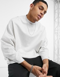 Белый меланжевый очень свободный oversized-свитшот с необработанным краем ASOS DESIGN