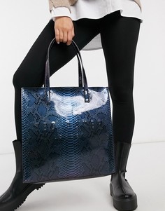 Ярко-синяя большая сумка с голографическим змеиным принтом Ted Baker Jemacon-Голубой