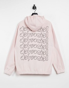 Худи в стиле oversized из плотного флиса с вышивкой на спине ASOS Daysocial-Розовый
