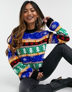 Джемпер с узором фэйр-айл и надписью "Merry Christmas" ASOS DESIGN-Многоцветный