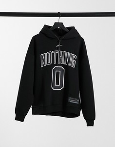 Худи черного цвета в стиле oversized с принтом "Nothing" на спине Good For Nothing-Черный