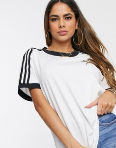 Белая футболка с 3 полосками adidas originals-Белый