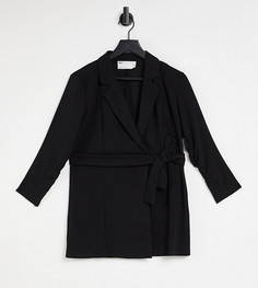 Черный трикотажный пиджак с запахом ASOS DESIGN Tall-Черный цвет