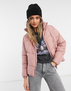Бледно-розовая свободная куртка-пуховик с капюшоном New Look-Розовый