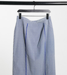 Голубая юбка миди из жаккарда Elvi Plus-Голубой