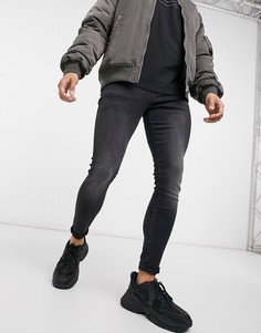 Супероблегающие джинсы выбеленного черного цвета River Island-Черный