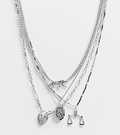 Многоярусное серебристое ожерелье с разнообразными подвесками Reclaimed Vintage Inspired-Серебристый