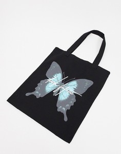 Черная сумка-тоут с принтом бабочки для тяжелых вещей ASOS Dark Future-Черный