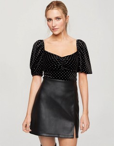 Боди черного цвета с пышными рукавами Miss Selfridge-Черный