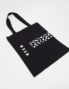 Черная сумка-тоут для тяжелых вещей с графическим принтом ASOS DESIGN-Черный