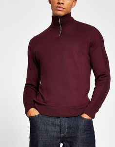 Бордовый облегающий джемпер с короткой молнией River Island-Красный