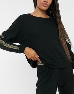 Черный свитшот для дома с золотистой отделкой от комплекта New Look-Серый