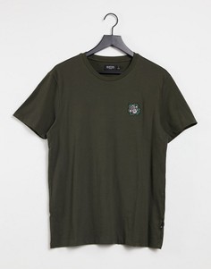 Футболка цвета хаки с вышивкой Burton Menswea-Зеленый