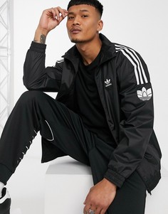 Черная олимпийка на застежке с 3D-логотипом adidas Originals-Черный