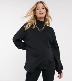 Черный легкий свитшот в стиле oversized с высоким воротом и манжетами в рубчик ASOS DESIGN Maternity