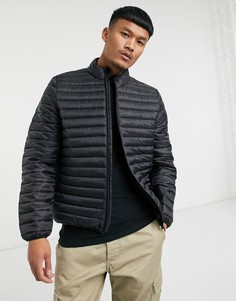 Стеганая куртка черного цвета с подкладкой и воротником-стойкой ASOS DESIGN-Черный