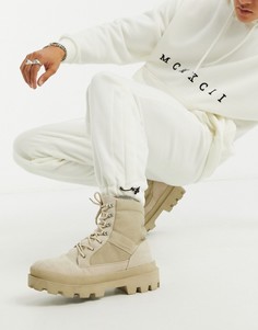 Oversized-джоггеры из флисовой ткани с нейлоновыми вставками и застежками-тогл от комплекта ASOS DESIGN-Белый