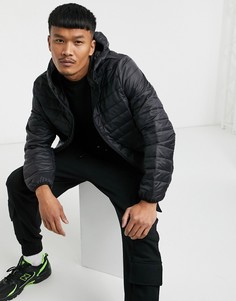Стеганая куртка черного цвета с подкладкой и капюшоном ASOS DESIGN-Черный