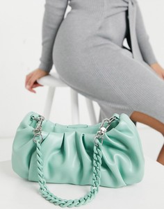 Зеленая сумка на плечо со съемным ремешком и присборенным дизайном ASOS DESIGN-Зеленый