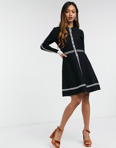 Черное трикотажное платье-рубашка мини с расклешенной юбкой Ted Baker Sofiyya-Черный