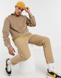 Бежевая вельветовая рубашка навыпуск без застежки ASOS DESIGN-Бежевый