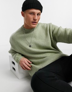 Фактурный вязаный oversized-джемпер оливково-зеленого цвета ASOS DESIGN-Зеленый