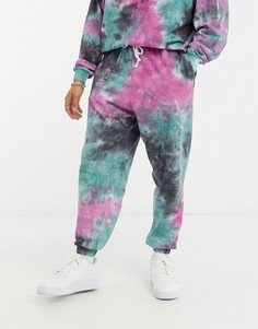 Oversized-джоггеры из пике с принтом тай-дай от комплекта ASOS DESIGN-Многоцветный
