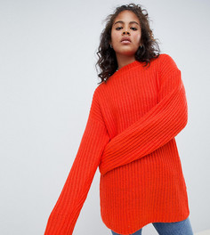 Джемпер толстой вязки в рубчик с круглым вырезом ASOS DESIGN Tall-Красный