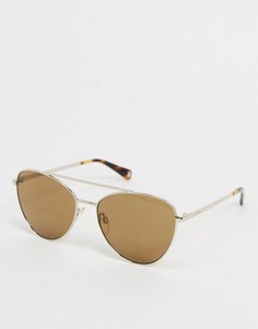 Солнцезащитные очки-авиаторы в золотистой оправе Love Moschino-Золотистый