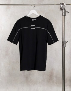 Черная футболка с белыми полосками adidas Originals-Черный