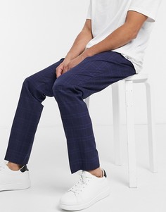 Темно-синие облегающие брюки в клетку Selected Homme-Темно-синий