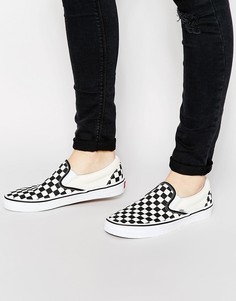 Классические кеды-слипоны с шахматным узором Vans-Белый