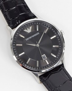 Часы с черным кожаным ремешком Emporio Armani AR11186-Черный цвет