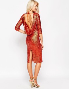 Облегающее платье миди с отделкой ASOS DESIGN-Оранжевый