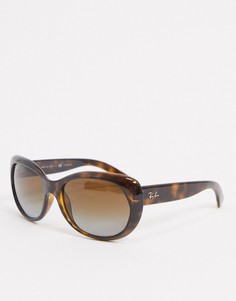 Крупные солнцезащитные очки в круглой оправе коричневого черепахового цвета Ray-Ban-Коричневый цвет