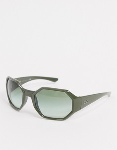 Крупные солнцезащитные очки в квадратной оправе зеленого цвета Ray-Ban 0RB4338-Зеленый цвет