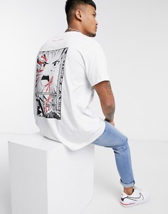 Белая футболка в стиле oversized с принтом на спине Night Addict-Белый