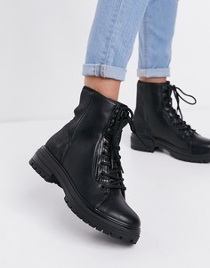 Черные массивные ботинки из экокожи на шнуровке ALDO Call It Spring Alexia-Черный