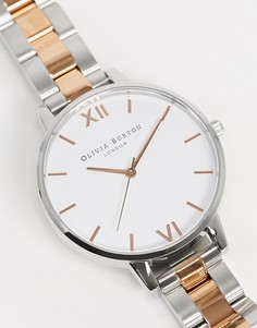 Золотисто-серебристые часы-браслет с белым циферблатом Olivia Burton-Серебряный