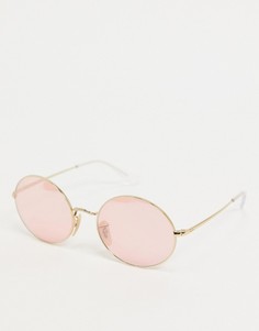 Солнцезащитные очки в овальной оправе золотистого и розового цвета Ray-Ban 0RB1970-Золотистый
