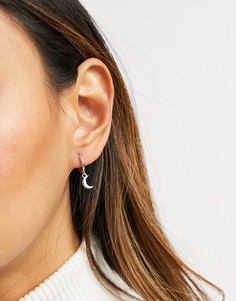 Серебристые серьги-кольца с миниатюрной луной и кристаллами Ted Baker Marlaan-Серебристый