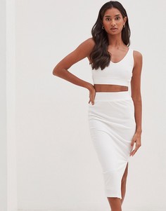 Белая фактурная юбка с разрезом до середины от комплекта 4th & Reckless Koda-Белый